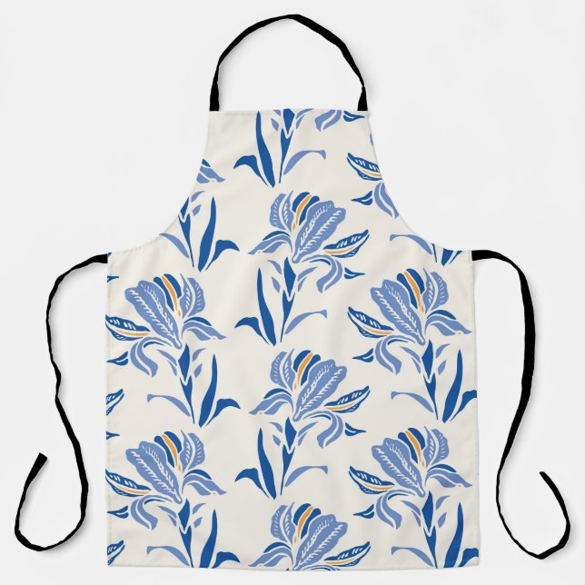 Botany Geometric Baroque Iris Flower Pattern. Seam Apron (Front)