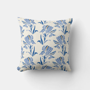 Botany Geometric Baroque Iris Flower Pattern. Seam Cushion