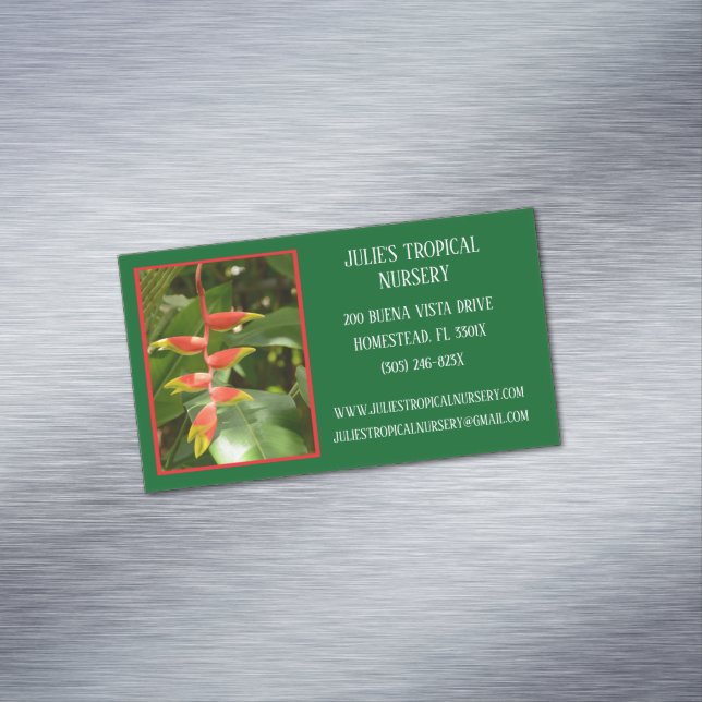 Botany Green Plant Nursery Tropical Plants  Magnetic Business Card (In Situ)