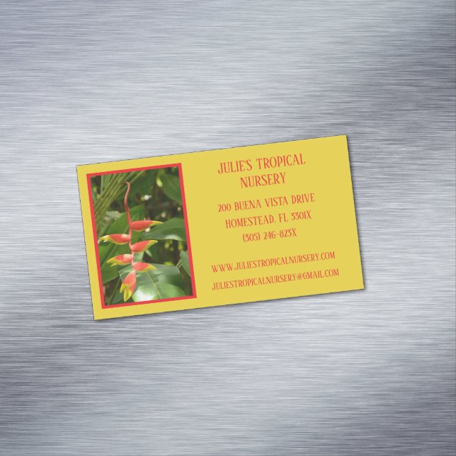 Botany Green Plant Nursery Tropical Plants  Magnetic Business Card (In Situ)