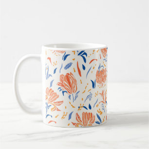 Botany linocut baroque: floral seamless background coffee mug