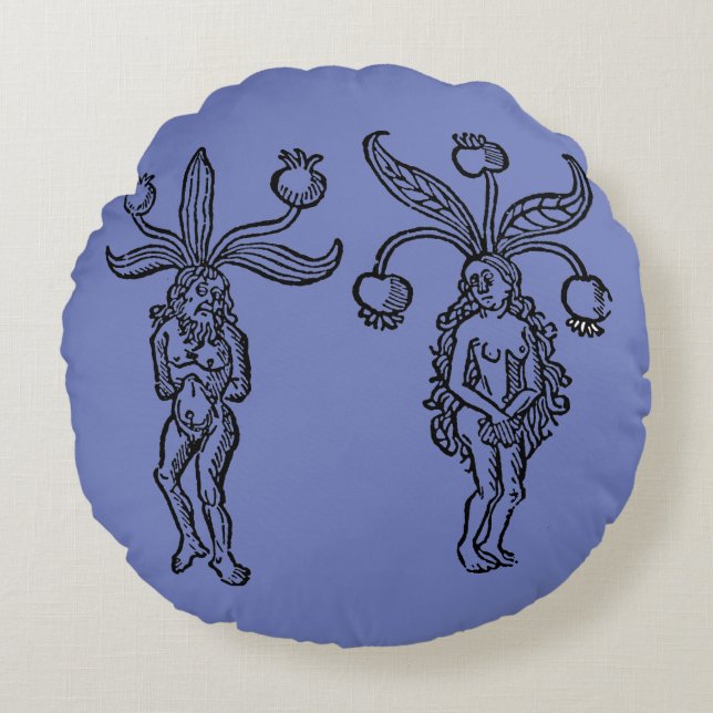 Botany: Mandrake, 1476 Round Cushion (Front)