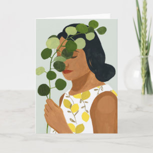 Botany Portrait - Woman with Greenery Card