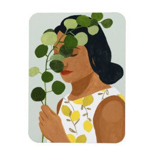 Botany Portrait - Woman with Greenery Magnet