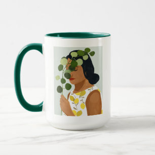 Botany Portrait - Woman with Greenery Mug