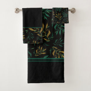 Botany Repeat Pattern Golden and Green Twigs Bath Towel Set