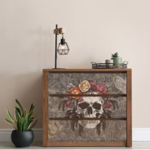 Botany Skull Floral Decoupage Tissue Paper