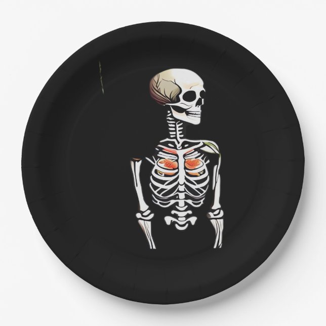 Botany - Whimsigoth Vintage Skeleton With Colourfu Paper Plate (Front)