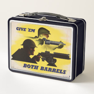 Both Barrels, Military & Industry, War Effort    Metal Lunch Box