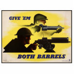 Both Barrels, Military & Industry, War Effort    Photo Sculpture Decoration<br><div class="desc">The poster, with its bold imagery and forceful message, was a stark reminder of the sacrifices required to secure victory. In bustling city streets and quiet rural towns, it hung in shop windows, on factory walls, and in train stations. The image of the steelworker, a symbol of American industry, and...</div>
