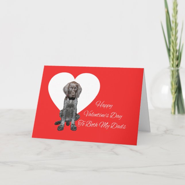 Both Dads Glossy Grizzly Valentine Puppy Love Holiday Card (Front)