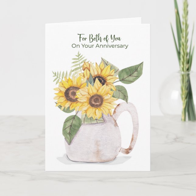 Both of You Anniversary Sunflowers Pitcher Love Card (Front)