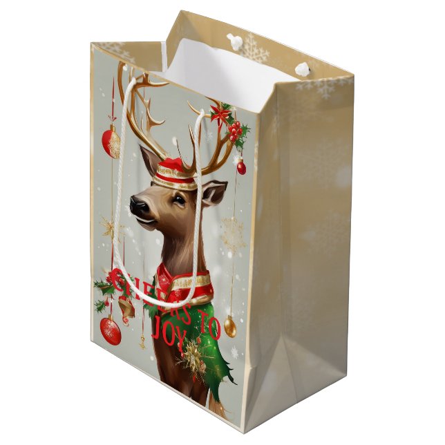 Both Side Printed Christmas Gift Bag - Medium (Front Angled)