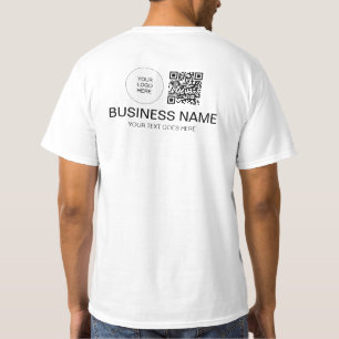 Both Side Printed Template Mens QR Code Logo Work T-Shirt