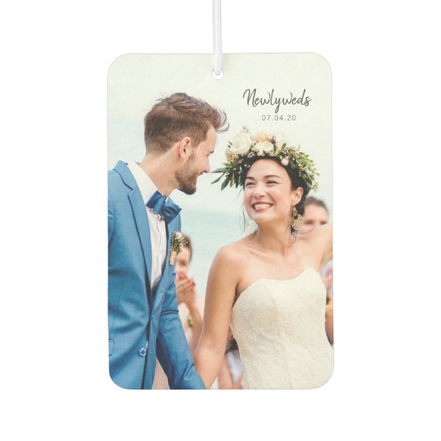 Both Sides Family Newlyweds Unique Photo Custom Car Air Freshener (Front)