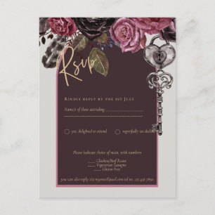 BOTHIC ROSE Burgundy Fall Wedding Postcard