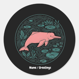 Boto Pink River Dolphin Wildlife Art Matte Salmon  Classic Round Sticker