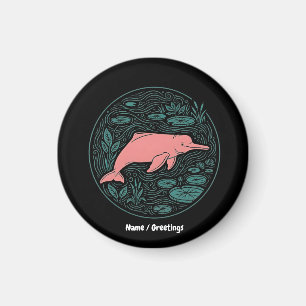 Boto Pink River Dolphin Wildlife Art Matte Salmon  Magnet