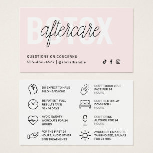 Botox Filler Injection Aftercare Instruction Card