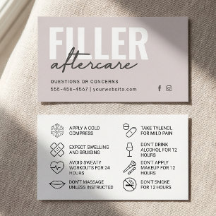 Botox Filler Injection Aftercare Instruction Card