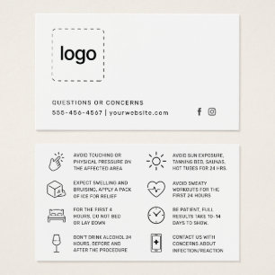 Botox Filler Injection Aftercare Instruction Card