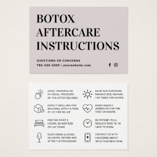Botox Filler Injection Aftercare Instruction Card