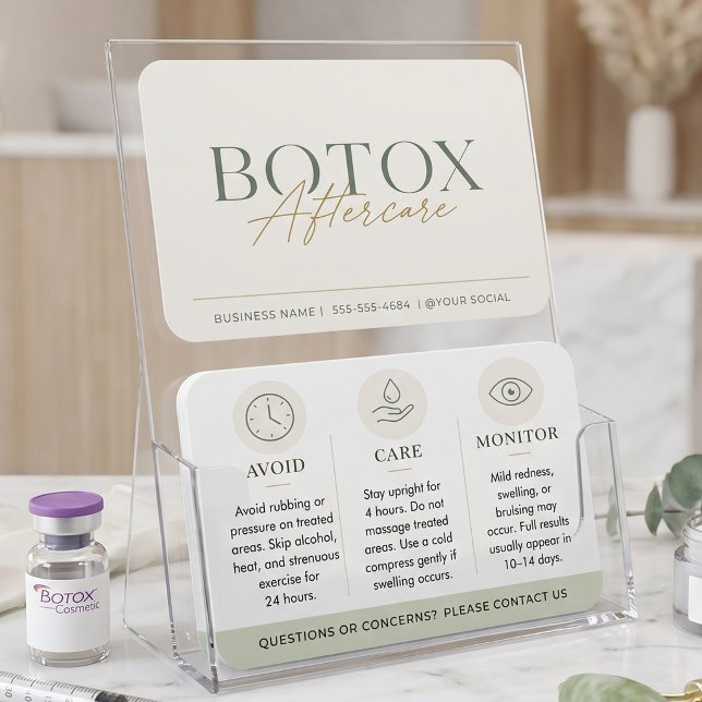 Botox Sage Green Minimal Aftercare Instructions (Creator Uploaded)