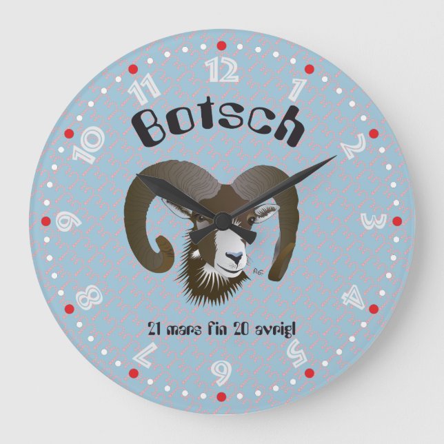 Botsch 21 mars fin 20 avrigl Ura Large Clock (Front)