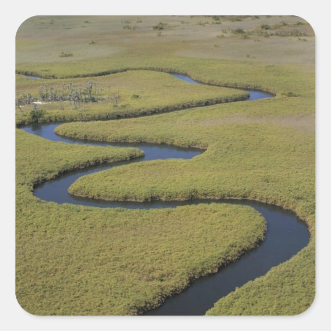 Botswana, Africa. Arial view Okavango river. Square Sticker (Front)