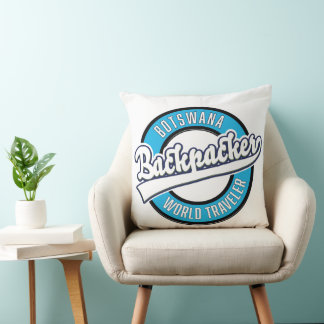 Botswana backpacker world traveller logo. cushion