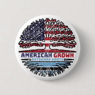 Botswana Batswana American USA Tree Roots Flag 6 Cm Round Badge