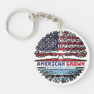 Botswana Batswana American USA Tree Roots Flag Key Ring