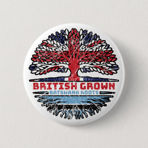 Botswana Batswana British UK Tree Roots Flag 6 Cm Round Badge