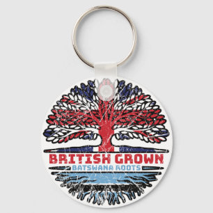 Botswana Batswana British UK Tree Roots Flag Key Ring