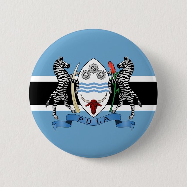 Botswana Coat of Arms/ Flag 6 Cm Round Badge (Front)