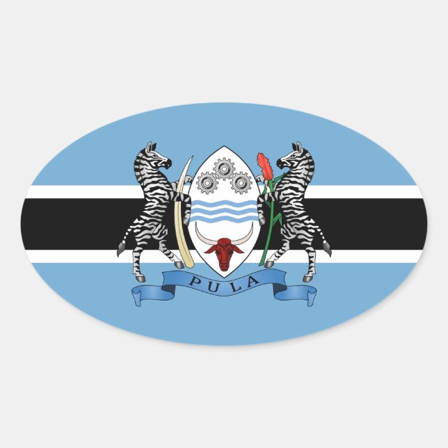 Botswana Coat of Arms/ Flag Oval Sticker (Front)