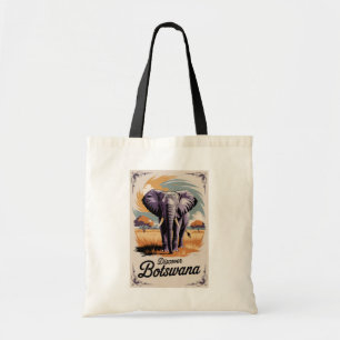 Botswana Elephant Illustration Travel Art Vintage Tote Bag