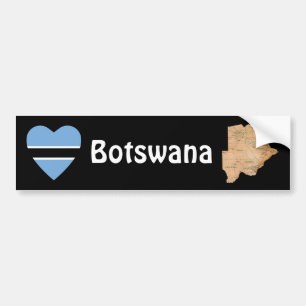 Botswana Flag Heart + Map Bumper Sticker