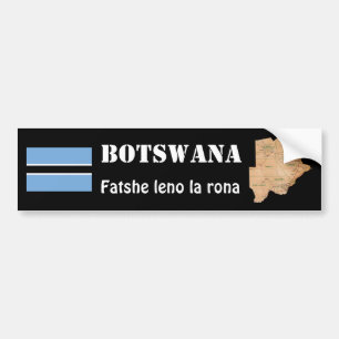 Botswana Flag + Map Bumper Sticker