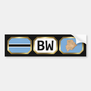 Botswana Flag Map Code Bumper Sticker
