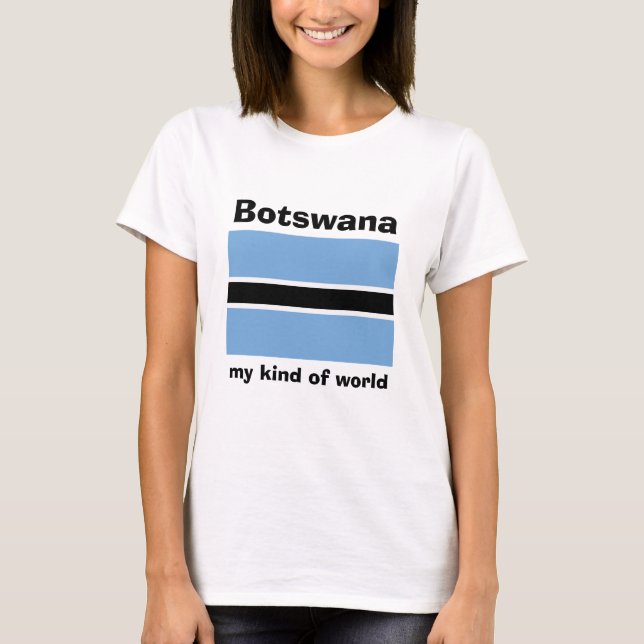 Botswana Flag + Map + Text T-Shirt (Front)