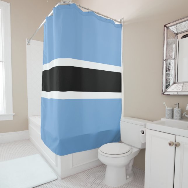Botswana flag shower curtain (In Situ)