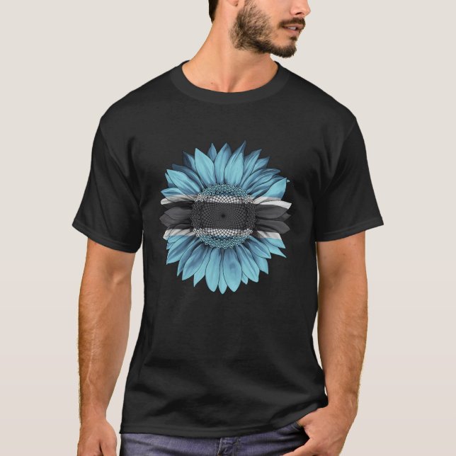 Botswana Flag Sunflower Batswana Roots Proud Patri T-Shirt (Front)