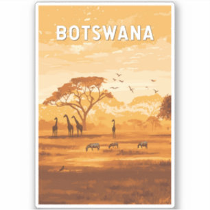 Botswana Illustration Travel Art Vintage