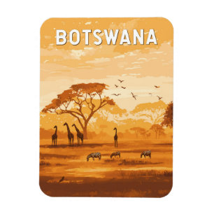 Botswana Illustration Travel Art Vintage Magnet