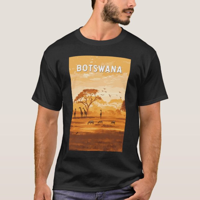 Botswana Illustration Travel Art Vintage T-Shirt (Front)