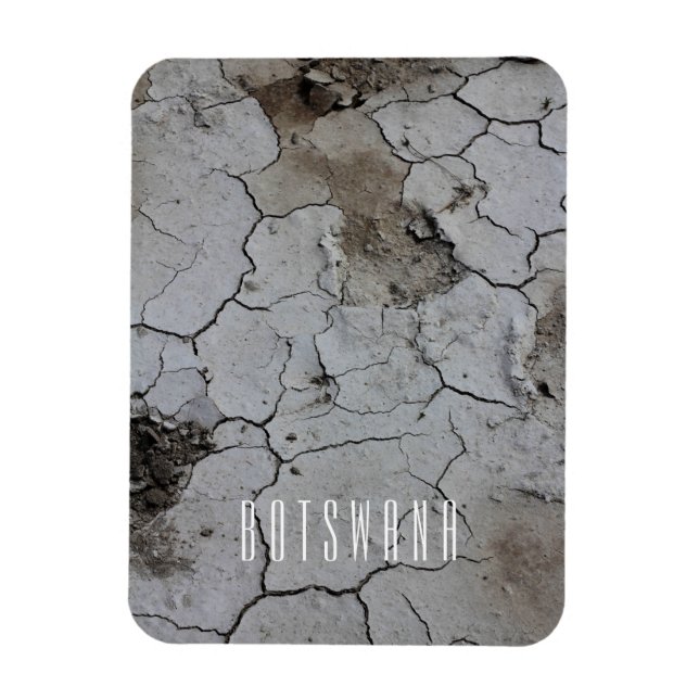 Botswana Landscape Salt Pans Cracked Dry Mud Magnet (Vertical)