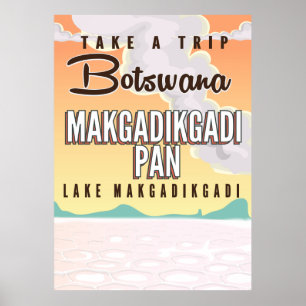 Botswana - Makgadikgadi Pan vintage travel poster