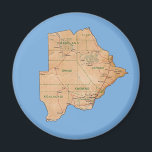Botswana Map Magnet<br><div class="desc">The design on this magnet features a map of Botswana with a flag-colour background. Add a little Batswana flavour to your home.</div>