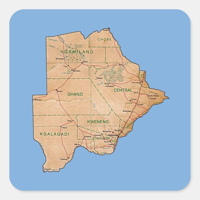 Botswana Map Sticker (Front)